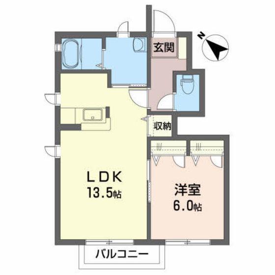 グリーンレジデンス B(1LDK/1階)の間取り写真