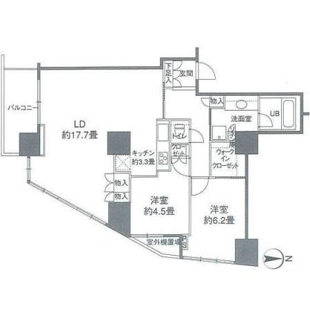 カスタリアタワー品川シーサイド(2LDK/9階)の間取り写真