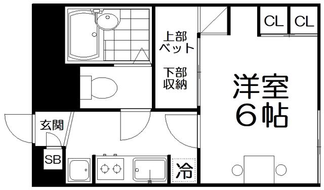 RITZ香里園(1K/2階)の間取り写真