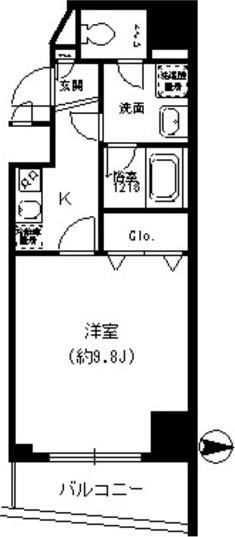 カルム小西II(1K/2階)の間取り写真