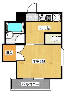 サンライズ鶴江C棟(1K/3階)の間取り写真