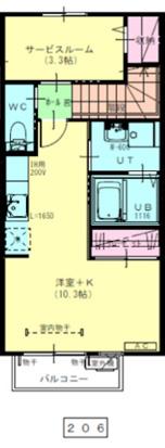 ＪＲ東北本線 古館駅 徒歩12分 2階建 築5年(1SK/2階)の間取り写真