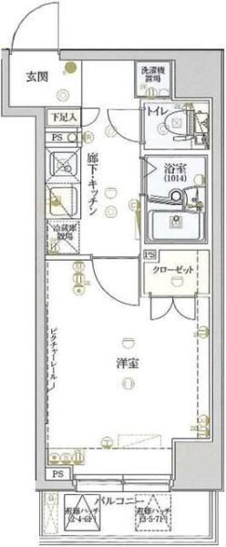 ヴェルト横浜ブライトコート(1K/3階)の間取り写真