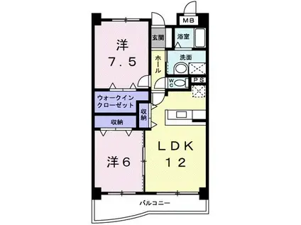 アズゥール(2LDK/1階)の間取り写真