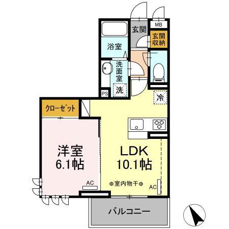 GRAND STATION宮上I(1LDK/3階)の間取り写真