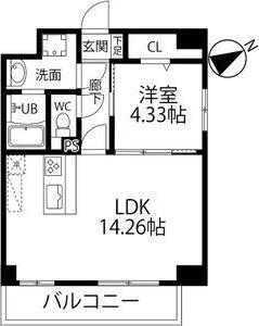 ウルフィエスタ徳川(1LDK/8階)の間取り写真