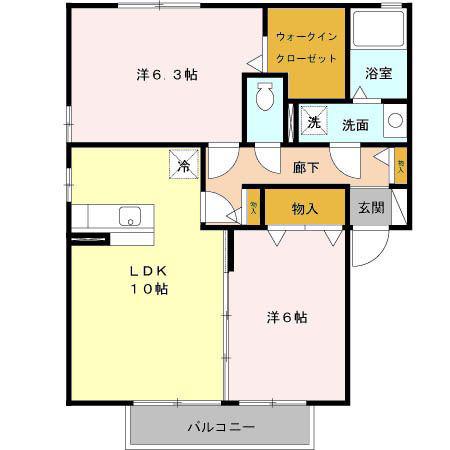 ロイヤル オーク B(2LDK/2階)の間取り写真