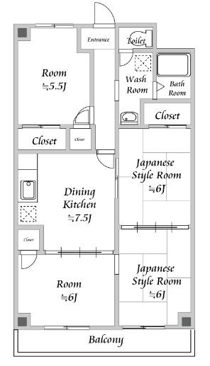 INSURANCE BLDG XVI(4DK/3階)の間取り写真