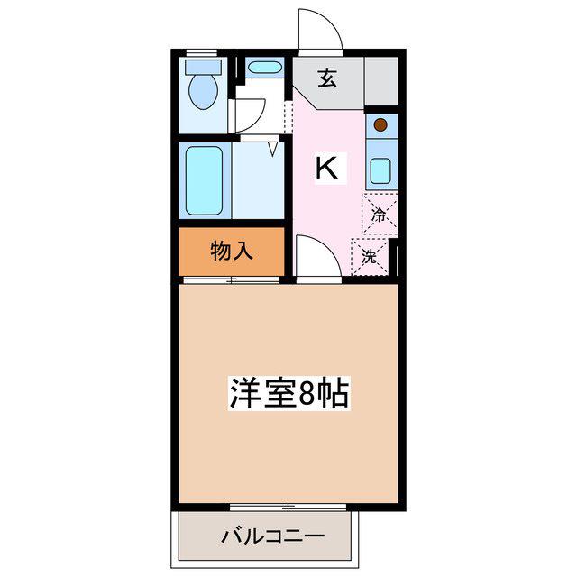 ラプランド藤沢(1K/1階)の間取り写真