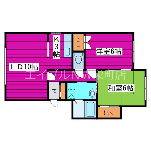 リバーストーン篠路(2LDK/1階)の間取り写真