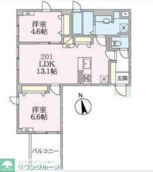 アローマ王子本町(2LDK/2階)の間取り写真