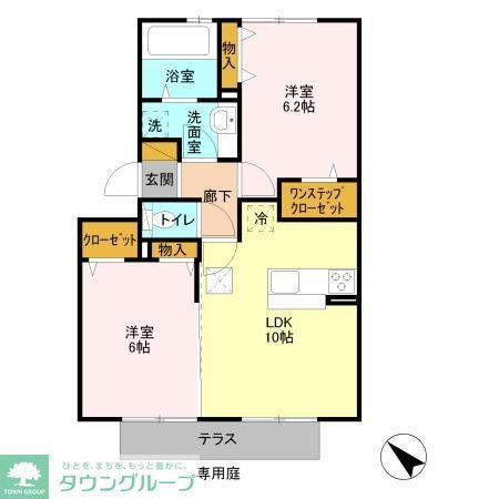 アリエスマンション(2LDK/1階)の間取り写真