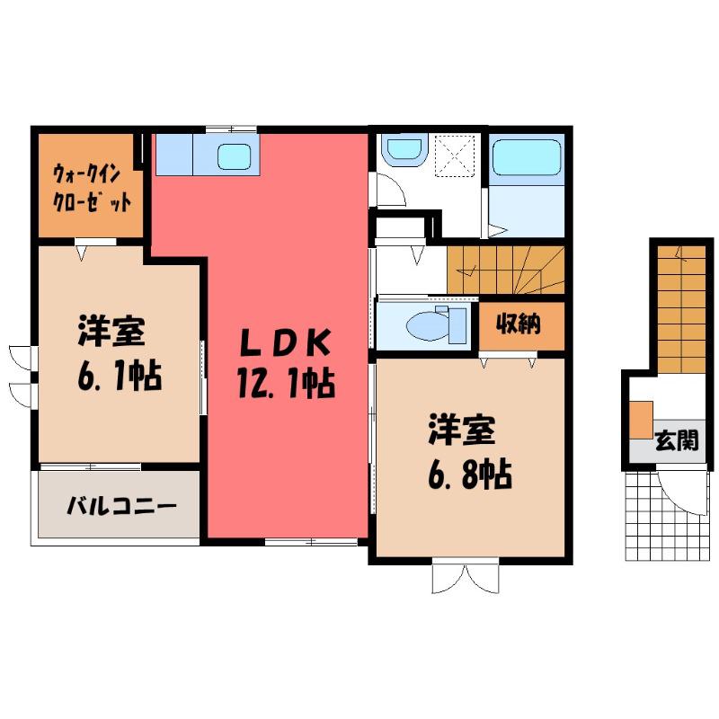 K´S FLAT(2LDK/2階)の間取り写真