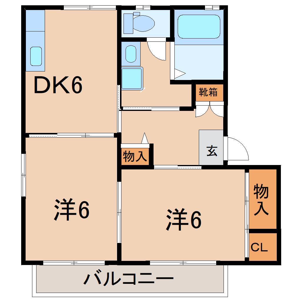 グリーンフィールド成出A(2DK/2階)の間取り写真