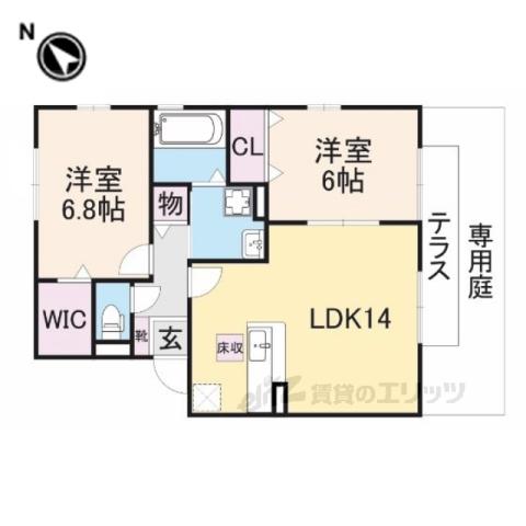 リビングタウン高山台B棟(2LDK/1階)の間取り写真