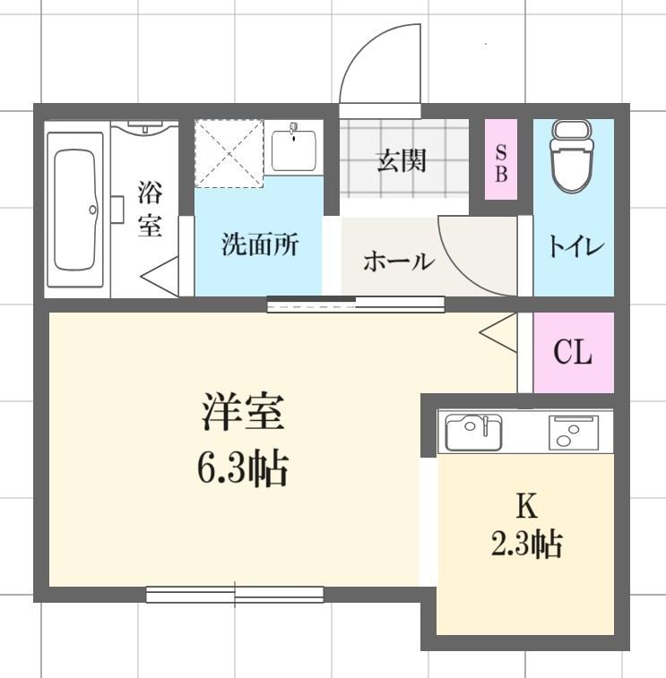 SUNRISE姫路(1K/2階)の間取り写真
