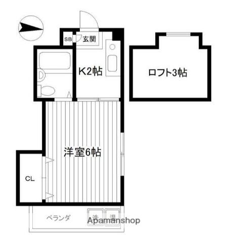 シックヴィラヨーコーV(1K/1階)の間取り写真