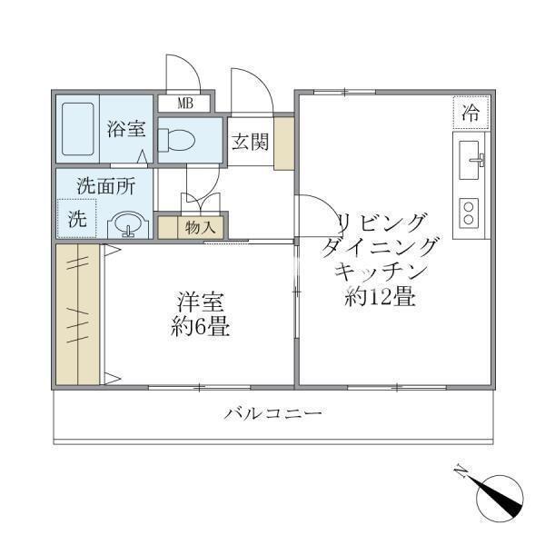 コーポアツミ(1LDK/1階)の間取り写真