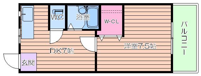 第1下前マンション(1DK/4階)の間取り写真