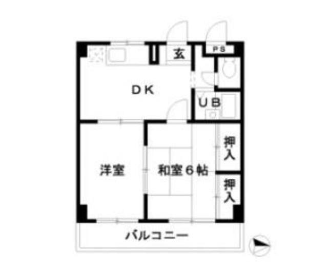 エステート桜木(2DK/2階)の間取り写真