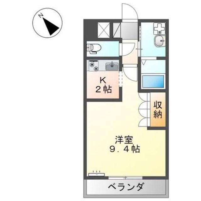 ライスポート富士(1K/2階)の間取り写真
