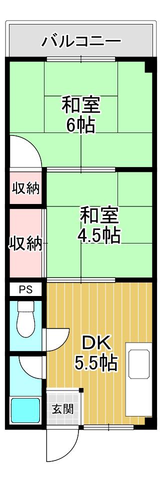 吉川マンション(2DK/3階)の間取り写真