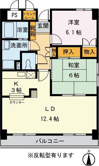 ライブ・トピア寺町(2LDK/8階)の間取り写真