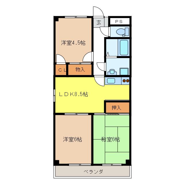 エスペランサ(3LDK/1階)の間取り写真