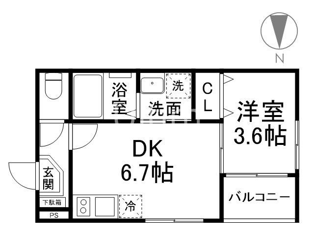 ハーモニーテラス太秦安井車道町(1DK/1階)の間取り写真