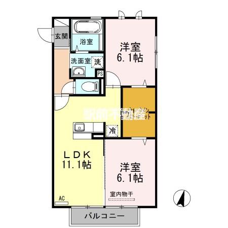 メゾンレーヴ(2LDK/2階)の間取り写真
