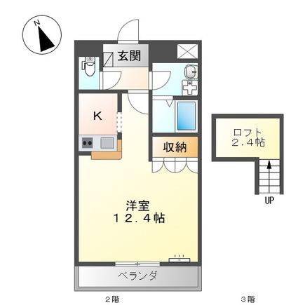 フリージア(1K/2階)の間取り写真