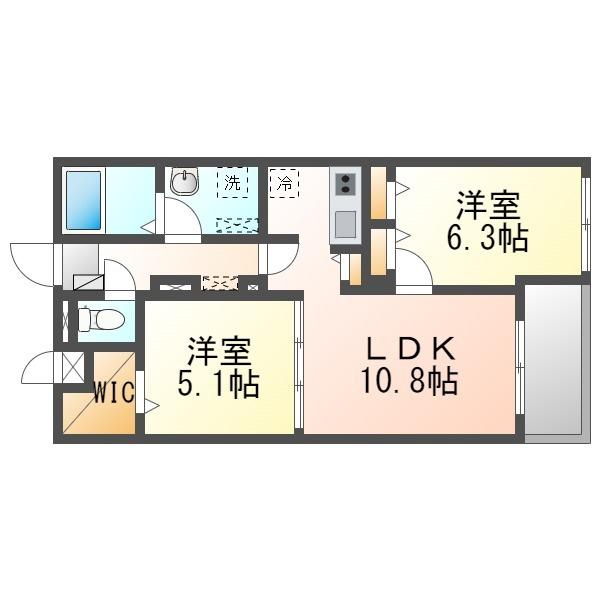 グランディオ TK(2LDK/3階)の間取り写真