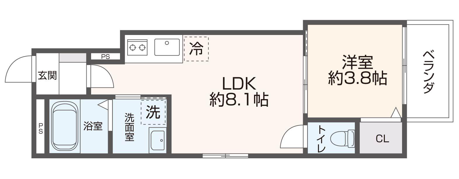 YUMAISON ウエスト(1LDK/1階)の間取り写真