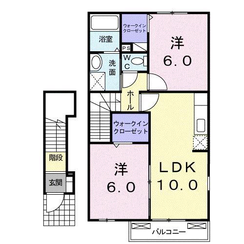 シュティル・ブリーゼB(2LDK/2階)の間取り写真