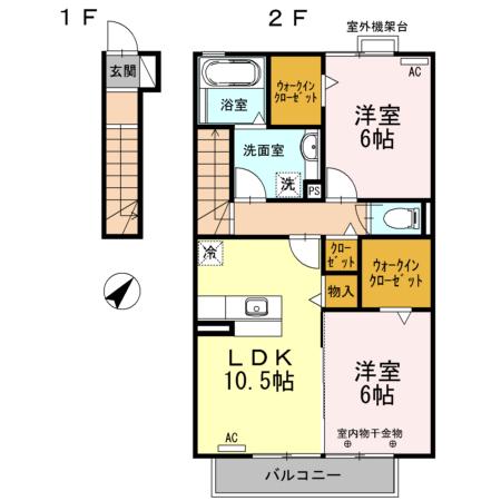 エム ハウス(2LDK/2階)の間取り写真