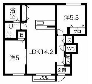 ＪＲ総武本線 都賀駅 徒歩18分 2階建 築7年(2LDK/1階)の間取り写真