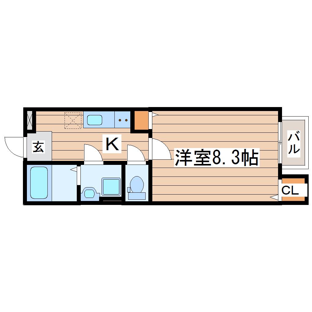 AZUL長町II(1K/1階)の間取り写真