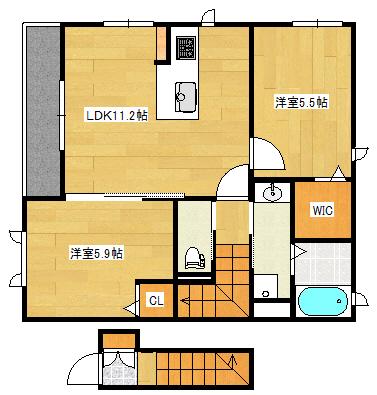 恵夢七番館(2LDK/2階)の間取り写真