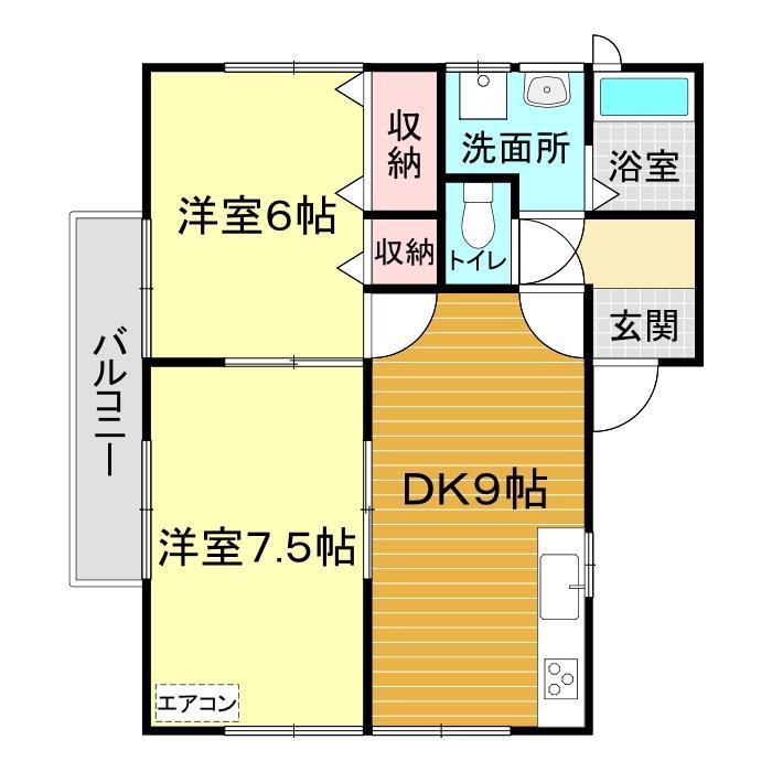 ハイツ宮の前(2DK/1階)の間取り写真