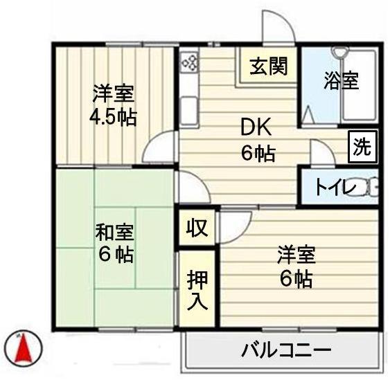 ソニアコーポ(3DK/2階)の間取り写真