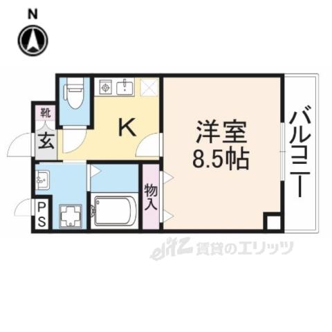 レッドランド相生(1K/2階)の間取り写真