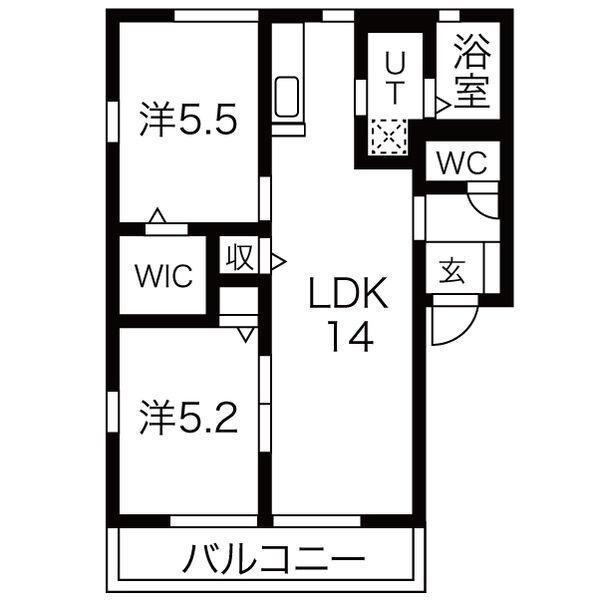 アルフェッカB(2LDK/2階)の間取り写真