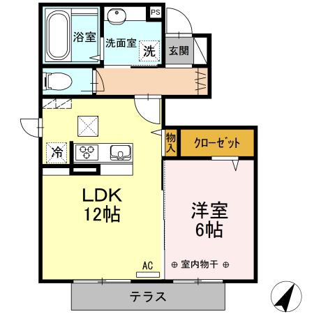 KAFUURESIDENCE(1LDK/1階)の間取り写真