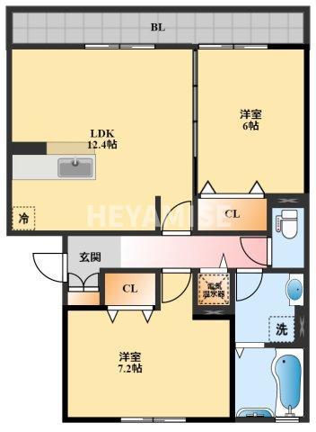 ロイヤルガーデン木場(2LDK/2階)の間取り写真