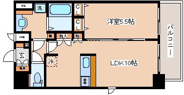 プレサンスKOBEティアラ(1LDK/8階)の間取り写真