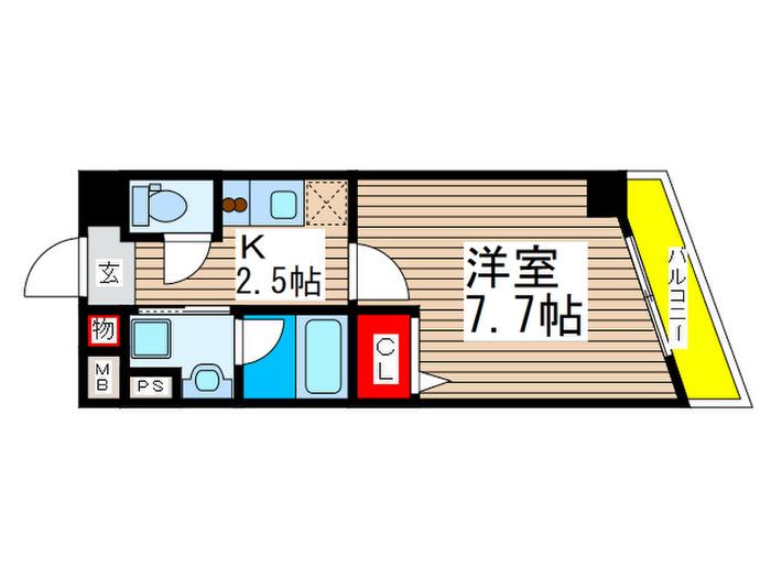 Fコスモ新検見川(1K/2階)の間取り写真