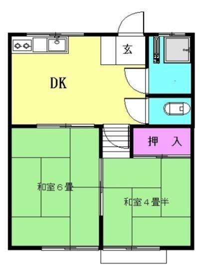 アタゴコーポラス(2DK/1階)の間取り写真