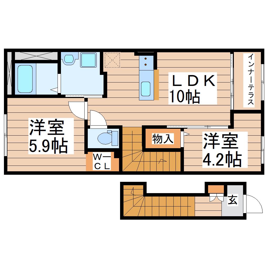 フォレストサイド(2LDK/2階)の間取り写真