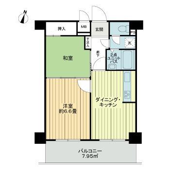 ライオンズマンション東片端(2DK/4階)の間取り写真