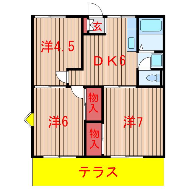 ファミーユ福田(3DK/1階)の間取り写真
